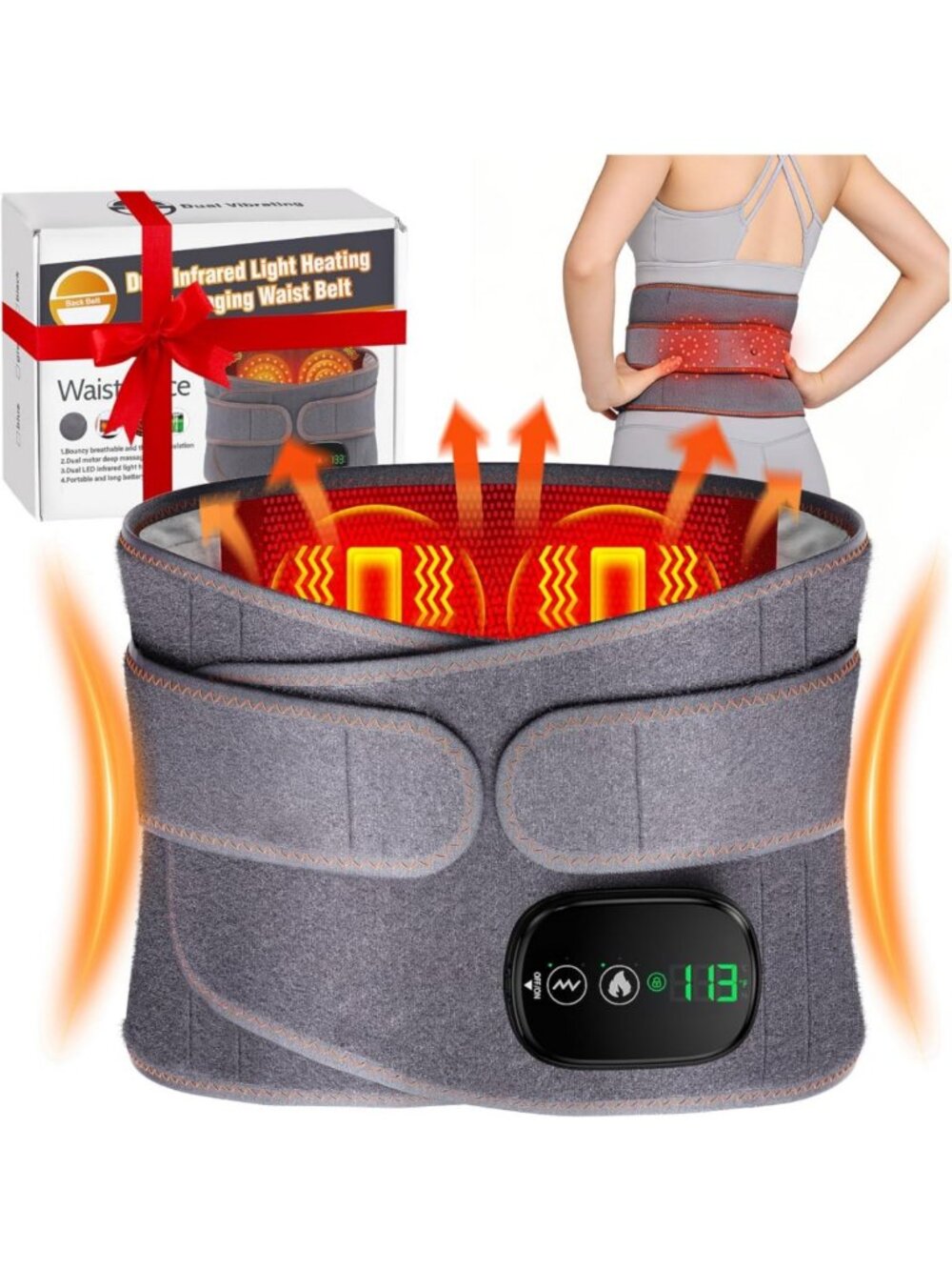 Portable Back Heating Pad for Pain Relief, Adjustable Heat Therapy